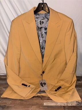 Twisted Tailor Men's Honey Mustard Yellow Single-Breasted Blazer